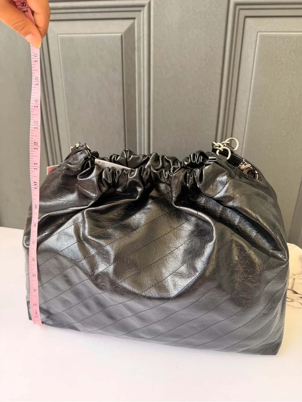 Juicy Couture Black Quilted Leather Tote with Silver Chain Handles